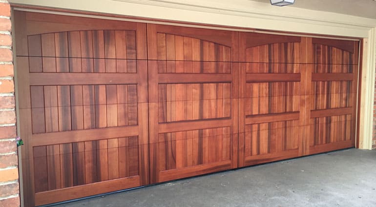 Picture of wood garage door.