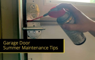 Closeup Lubricating for Garage Door Summer Maintenance Tips